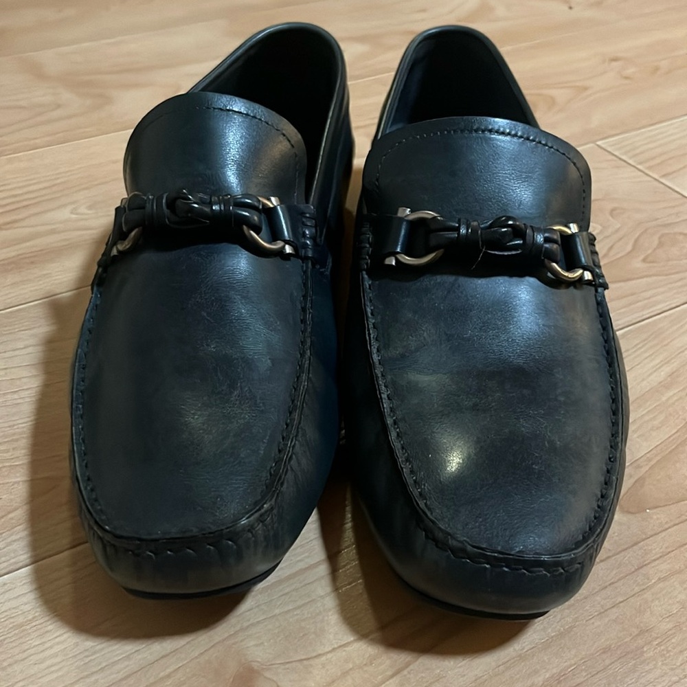 Ferragamo Men’s MS 14166 size 10 1/2 marine blue dress shoes